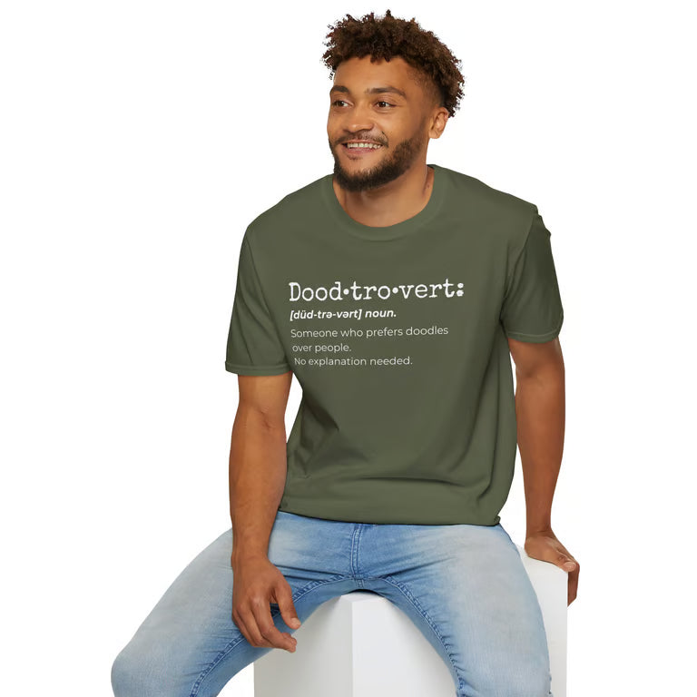 Doodtrovert Funny Goldendoodle Definition T-Shirt | white text
