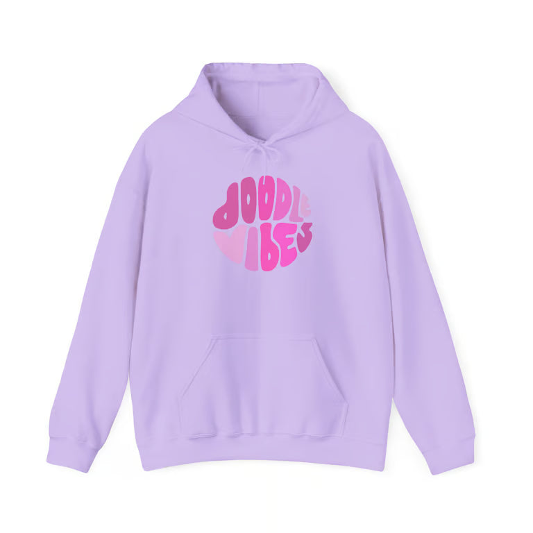 Doodle Vibes Hoodie — Groovy Retro Pink Doodle Dog Pullover | Doodle Mom Hoodie Gift, Goldendoodle Pullover, Cute Dog Mom Hoodie, Y2K Dog Lover Gift