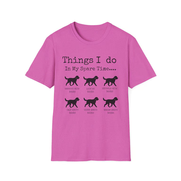 Funny Dog Lover Shirt | Things I Do In My Spare Time | Cute Doodle T-Shirt Gift | black text