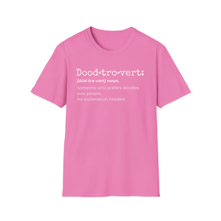 Doodtrovert Funny Goldendoodle Definition T-Shirt | white text