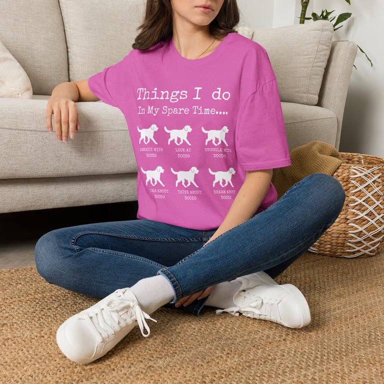 Funny Dog Lover Shirt | Things I Do In My Spare Time | Cute Doodle T-Shirt Gift | white text