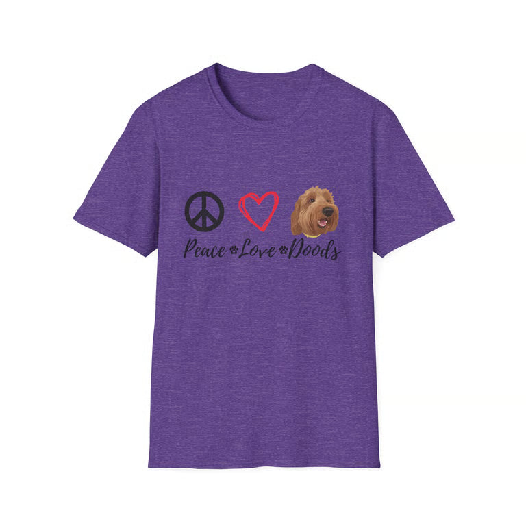 Cute Doodle Dog Graphic Tee | Peace Love Doodles Retro Shirt for Pet Lovers