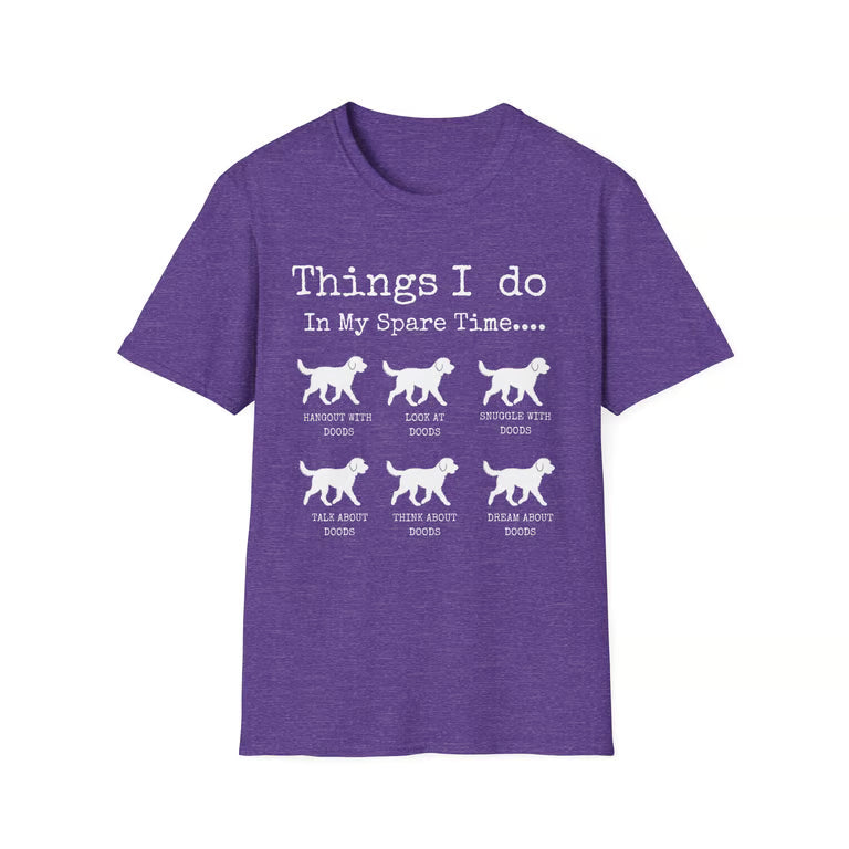Funny Dog Lover Shirt | Things I Do In My Spare Time | Cute Doodle T-Shirt Gift | white text