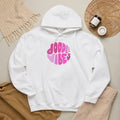 Doodle Vibes Hoodie — Groovy Retro Pink Doodle Dog Pullover | Doodle Mom Hoodie Gift, Goldendoodle Pullover, Cute Dog Mom Hoodie, Y2K Dog Lover Gift